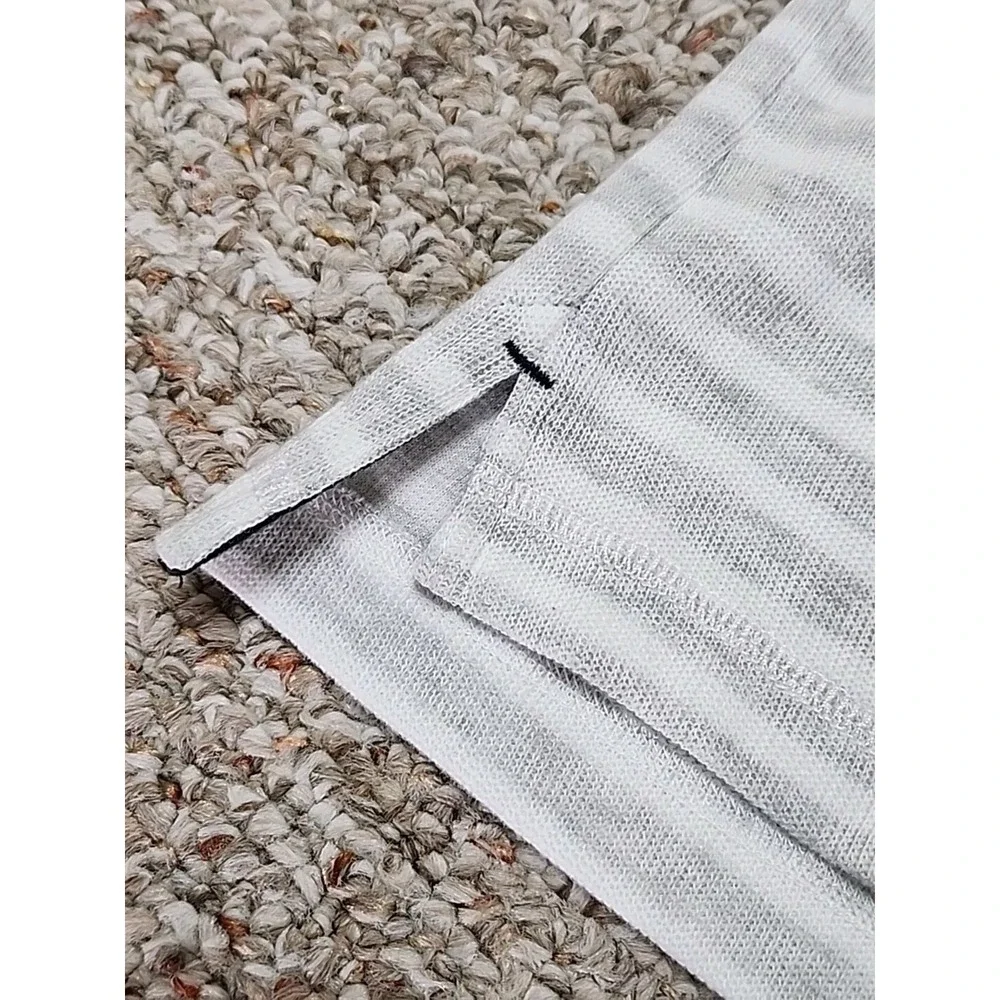 Nautica Sweater Large White Gray Striped Pocket Henley Mock Neck XXL Slim‎ Fit